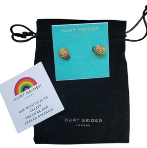 ​NWT Kurt Geiger London Rainbow Pavé Eagle Head Stud Earrings - Gold Tone